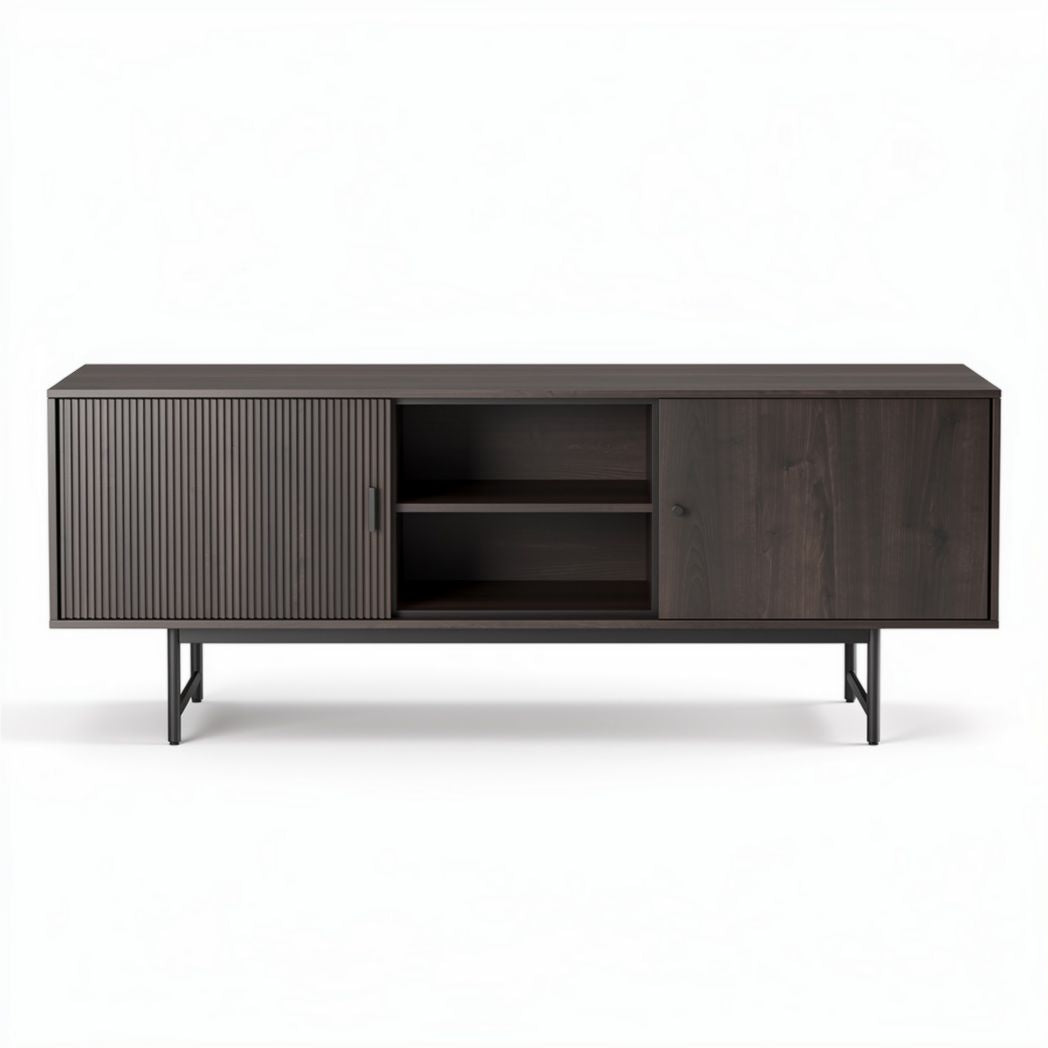Oak wooden sideboard cabinet with two doors and tapered legs 100 x 40 x 70cm