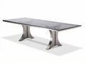 Rectangular glass dining table with stainless steel base 200 x 100 x 75cm
