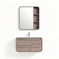 Bathroom vanity set with integrated mirror and storage shelves in brown 80 x 60 x 40cm