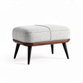 Fabric upholstered ottoman with wooden legs in gray 60 x 40 x 35cm