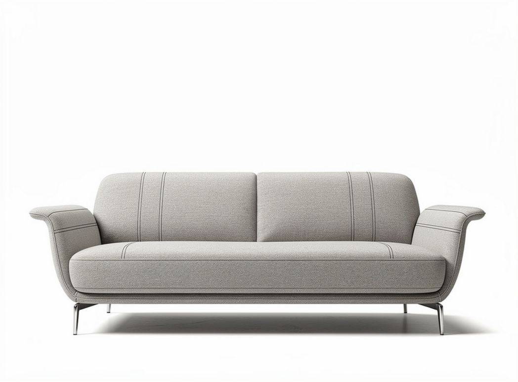 Gray fabric sofa with stainless steel legs suitable for living room seating